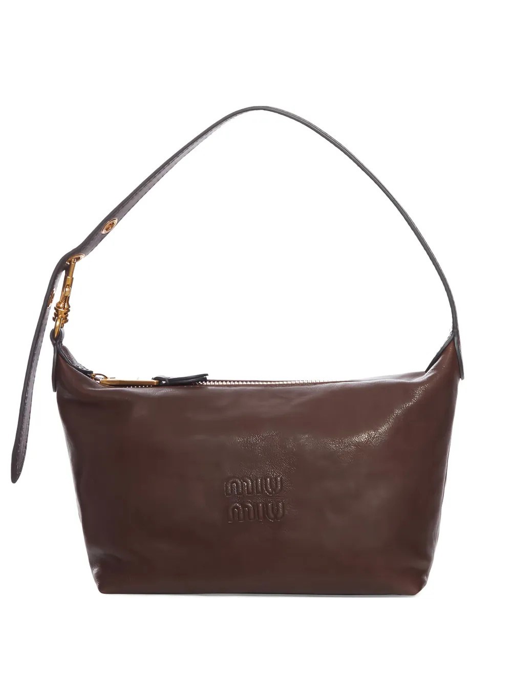 Miu Miu Leather Clutch In Brown