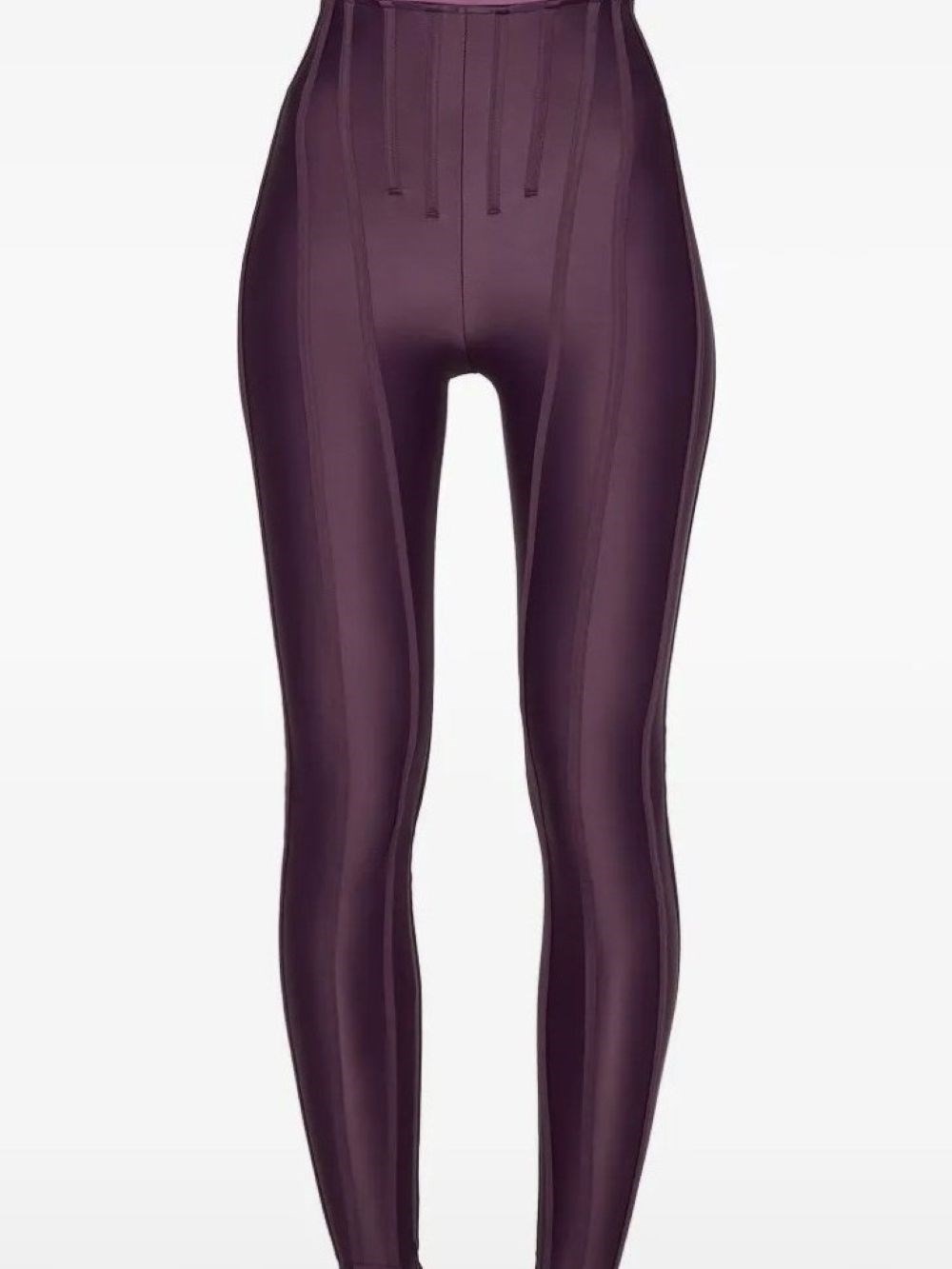 Mugler High-waist Panelled Leggings In Burgundy
