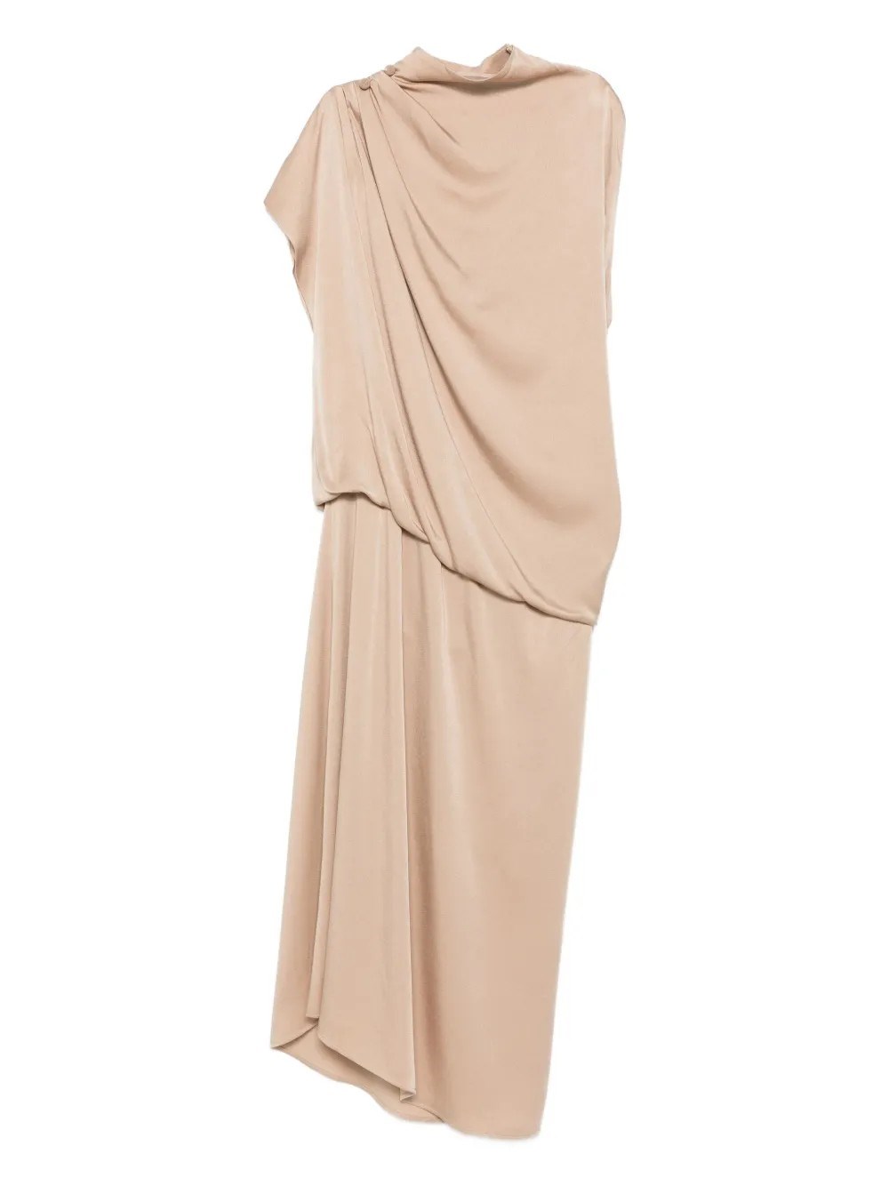 Fabiana Filippi Draped High-neck Midi Dress In Sand