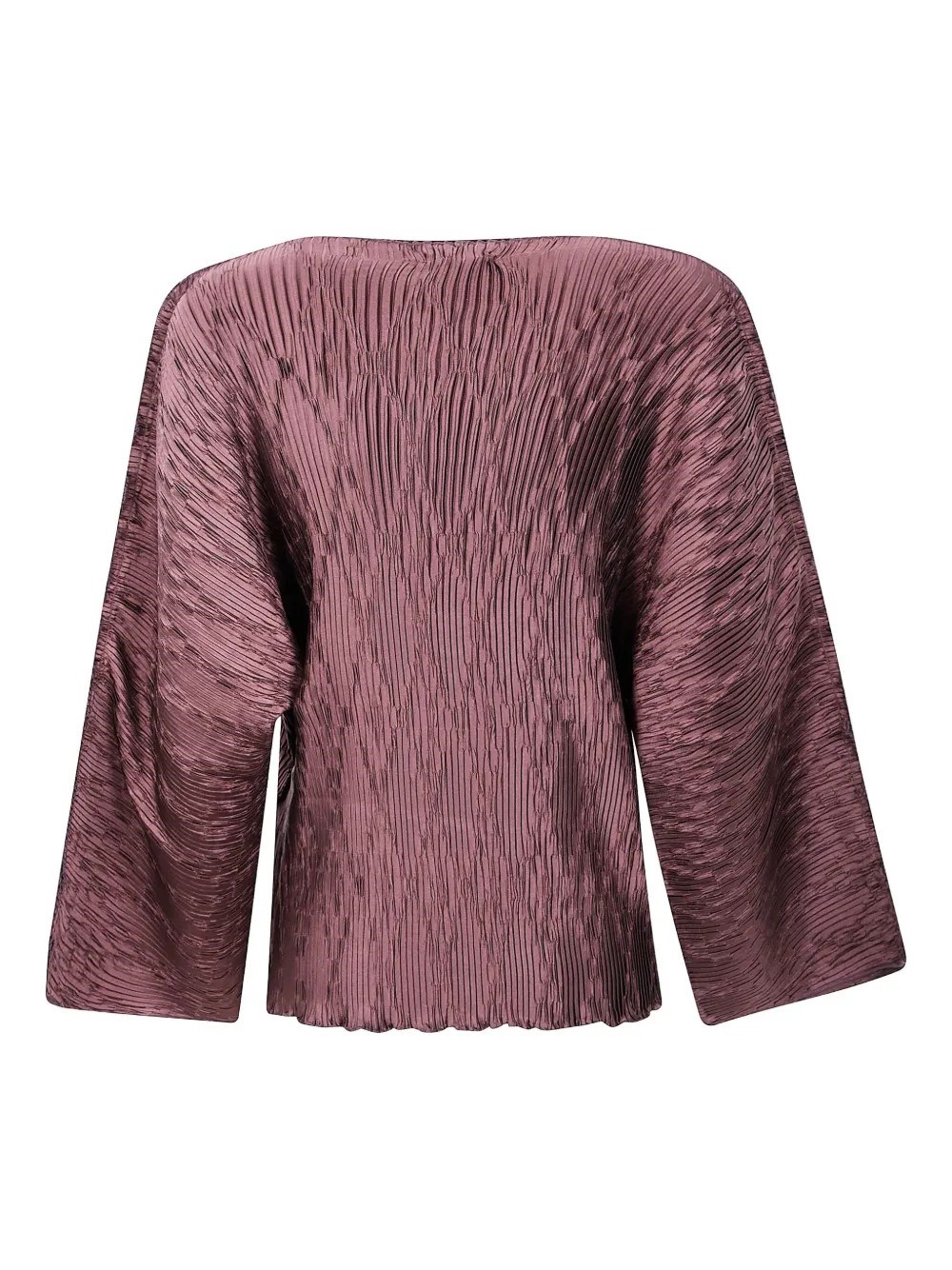 By Malene Birger Textured Long Sleeve Blouse With Straight Neckline In Brown