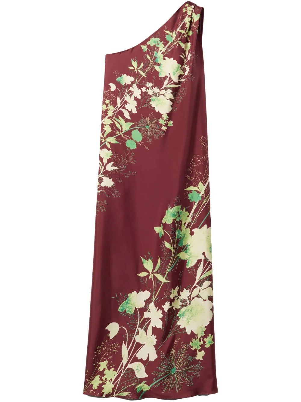 La Doublej Roy One-shoulder Floral Silk Maxi Dress