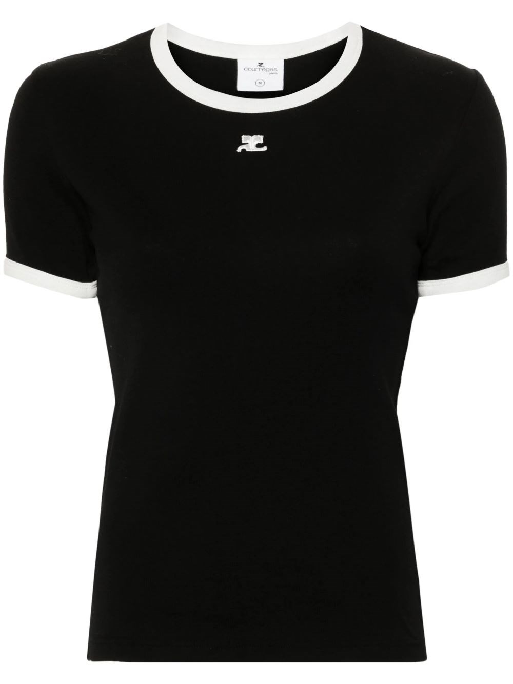Courrèges Reedition Bumpy Contrast T-shirt In Black