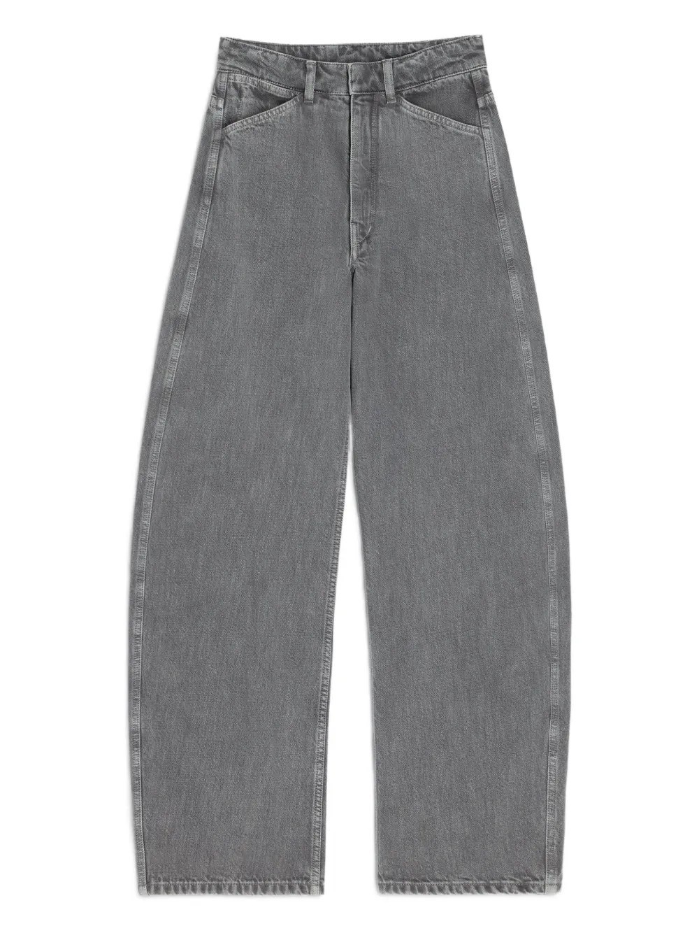 Lemaire High Waisted Curved Pants Clothing In Gray
