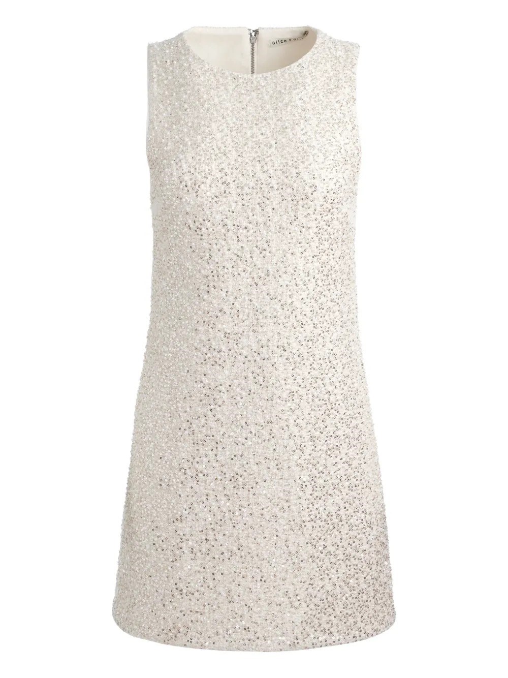 Alice And Olivia Cade Embellished Sleeveless Shift Dress In White