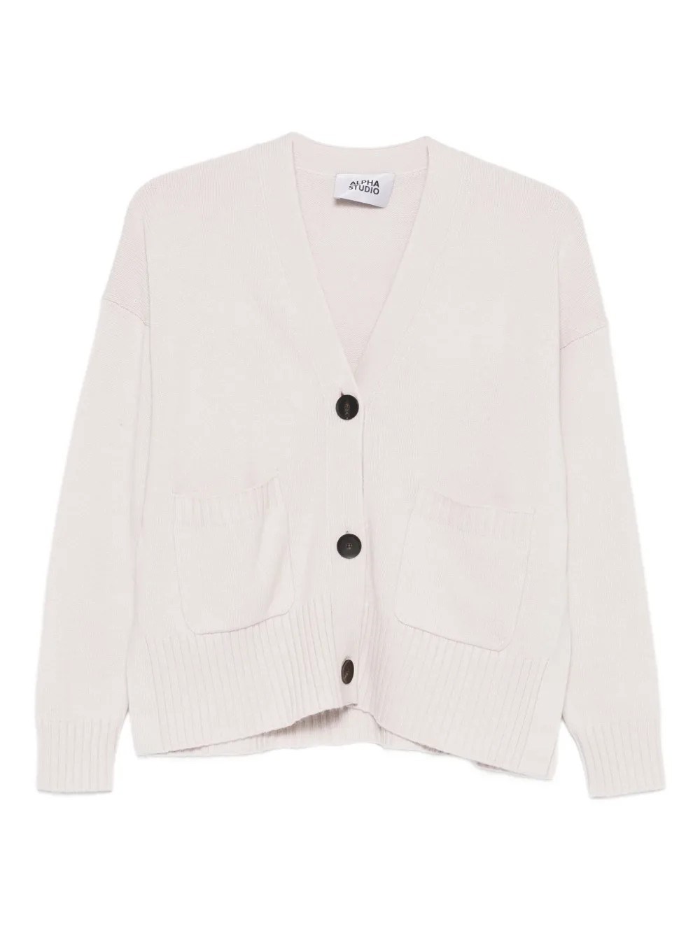 Alpha Studio Fine-ribbed Cardigan In Neutral