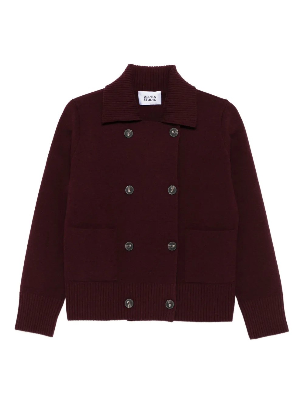 Alpha Studio Double-breasted Cardigan In Burgundy