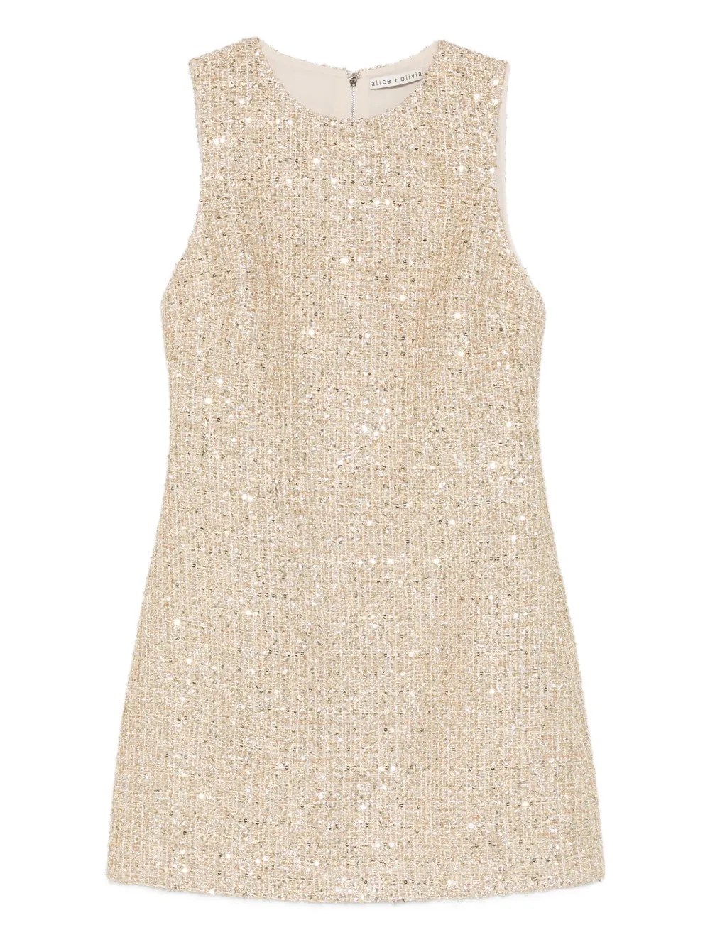 Alice And Olivia Cade Embellished Tweed Mini Dress In Gold