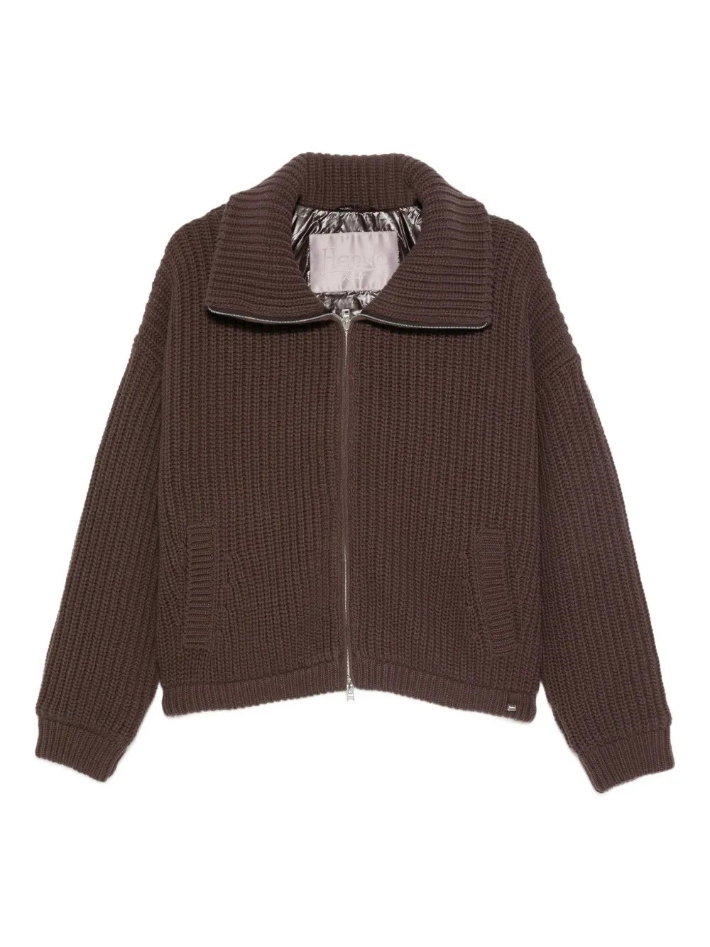 Herno Knit Bomber In Brown