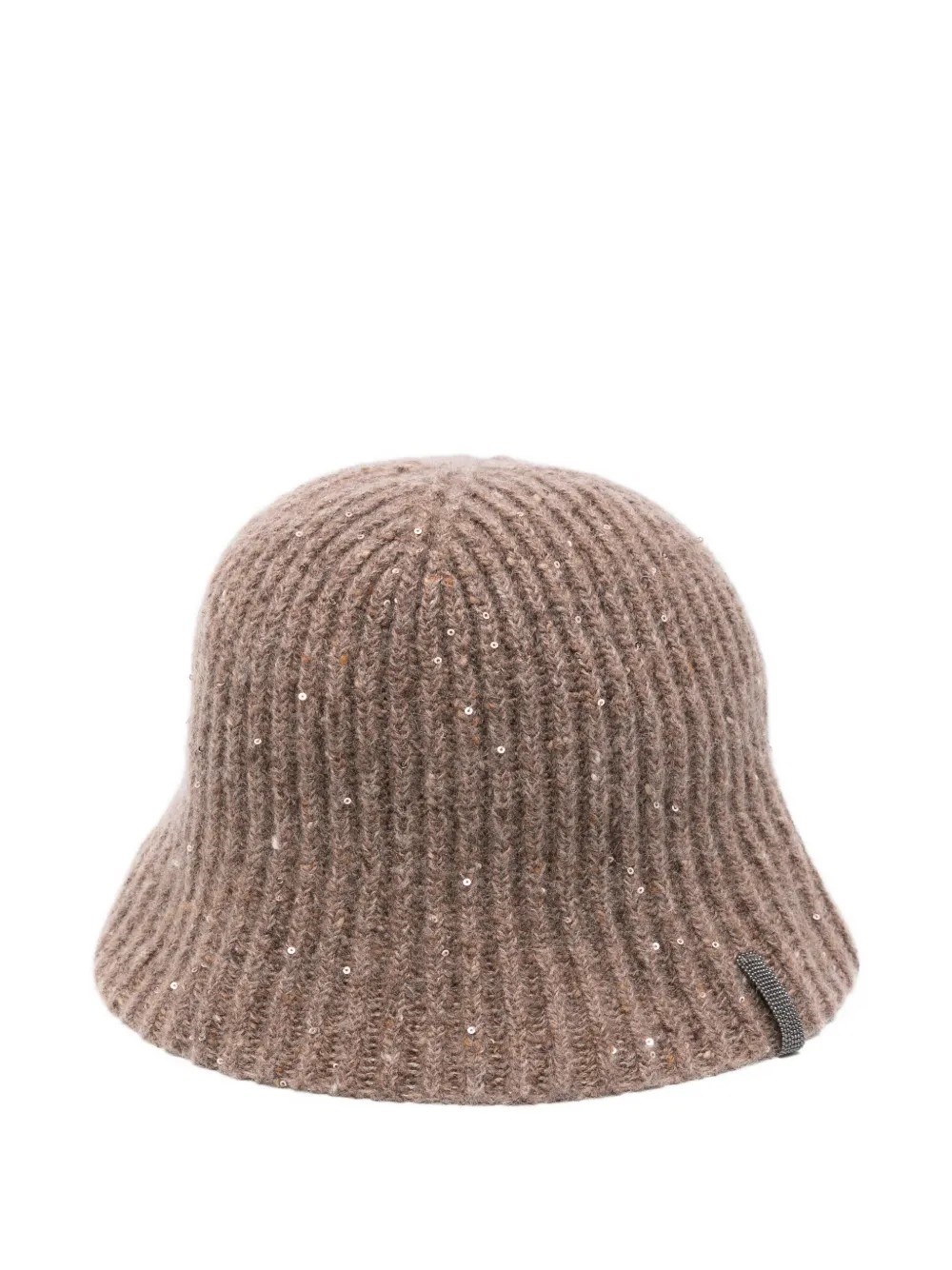Brunello Cucinelli Ribbed Sequin-embellished Bucket Hat In Brown