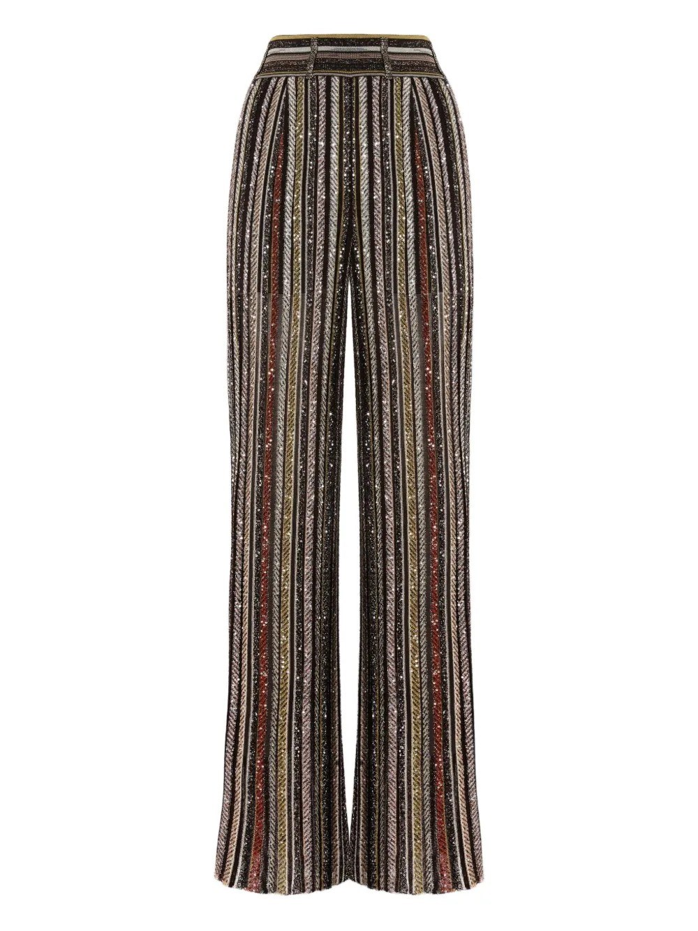 Missoni Long Pants In Herringbone Stripe Knit In Brown