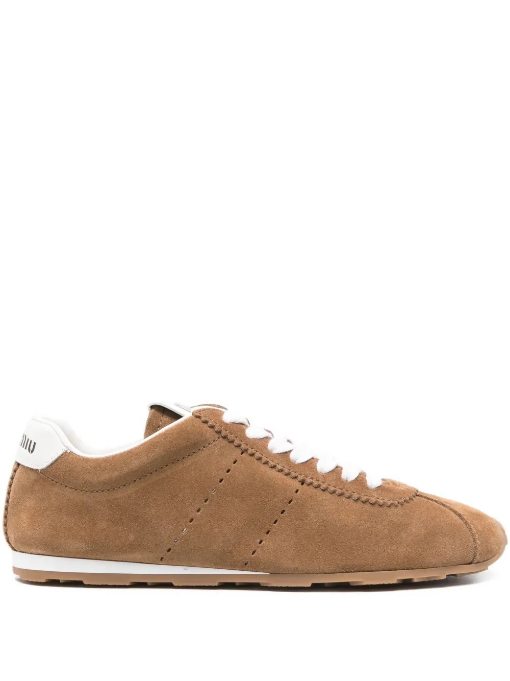 Miu Miu Suede Low-top Sneakers Rubber Sole In Brown