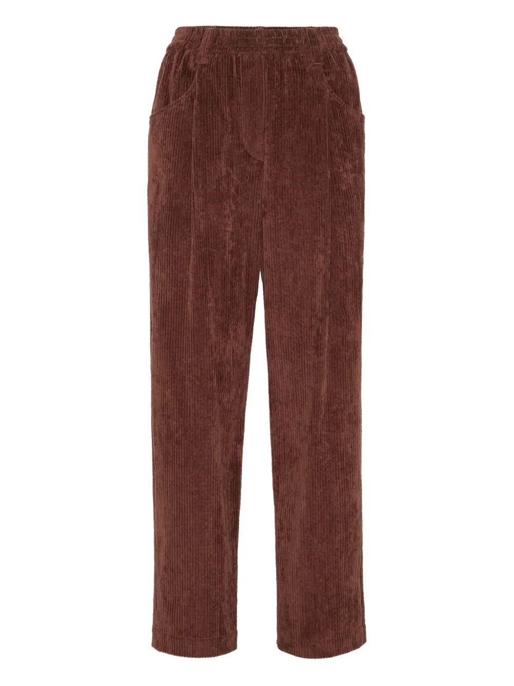 Brunello Cucinelli Soft Corduroy Pleated Straight-leg Ankle Pants In Brown