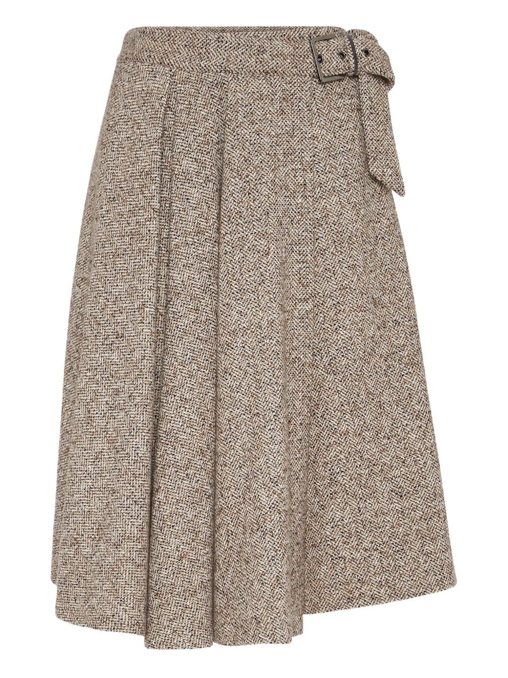 Brunello Cucinelli Kilt Midi Skirt In Neutral