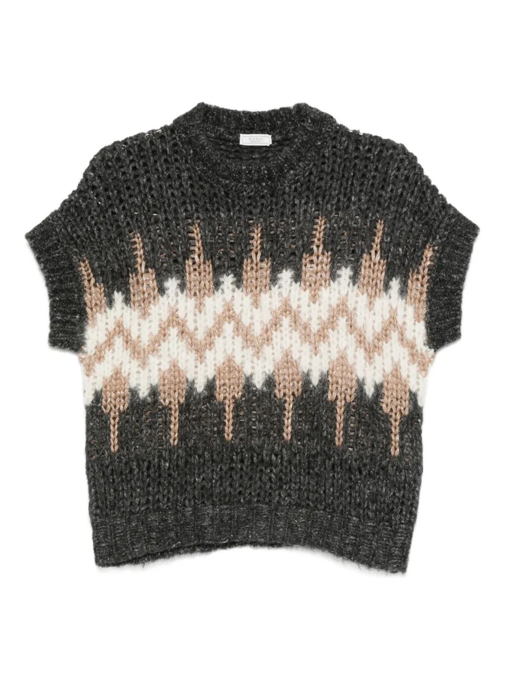 Peserico Geometric-pattern Knit Sweater In Gray