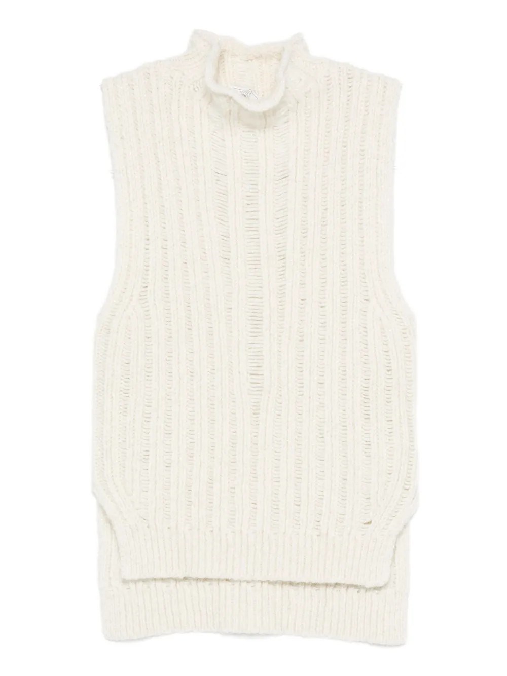 Peserico Ribbed High-neck Sleeveless Top In White
