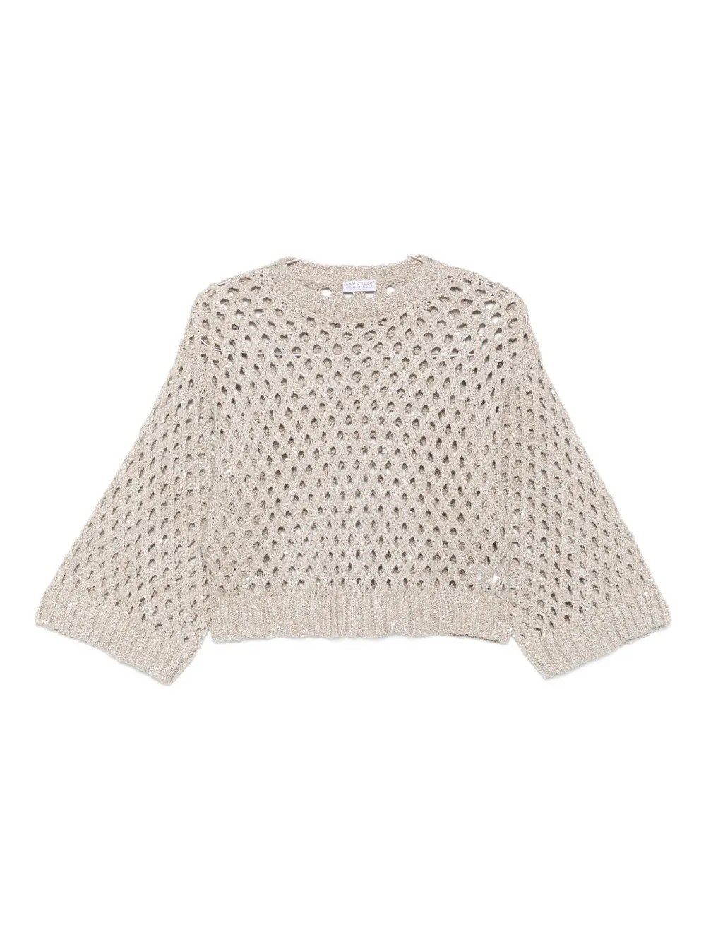 Brunello Cucinelli Perforated Sweater In Neutral