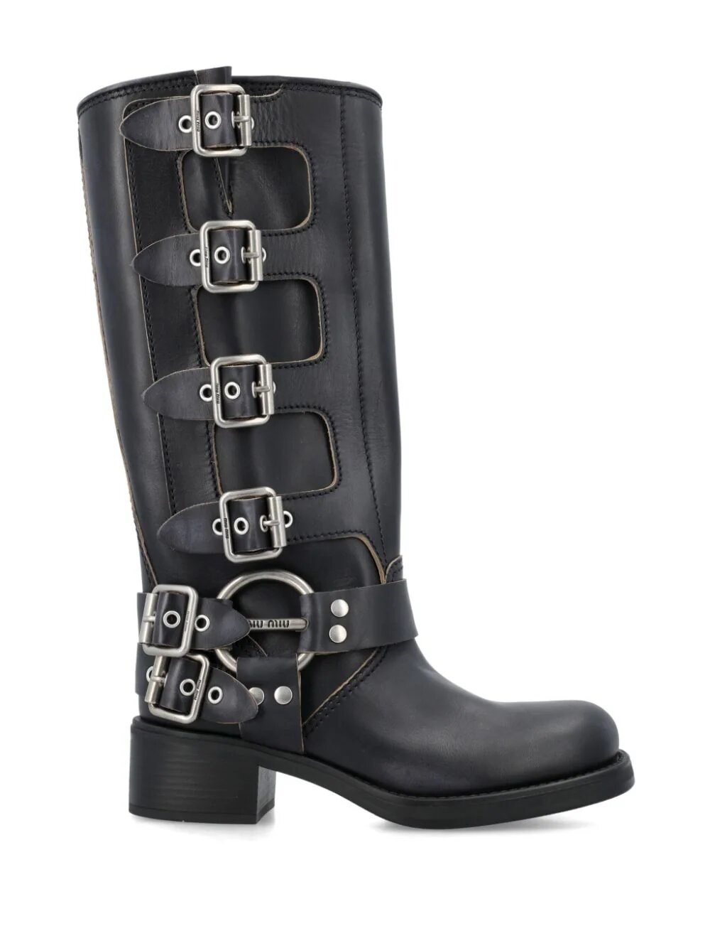 Miu Miu Leather Boots In Black