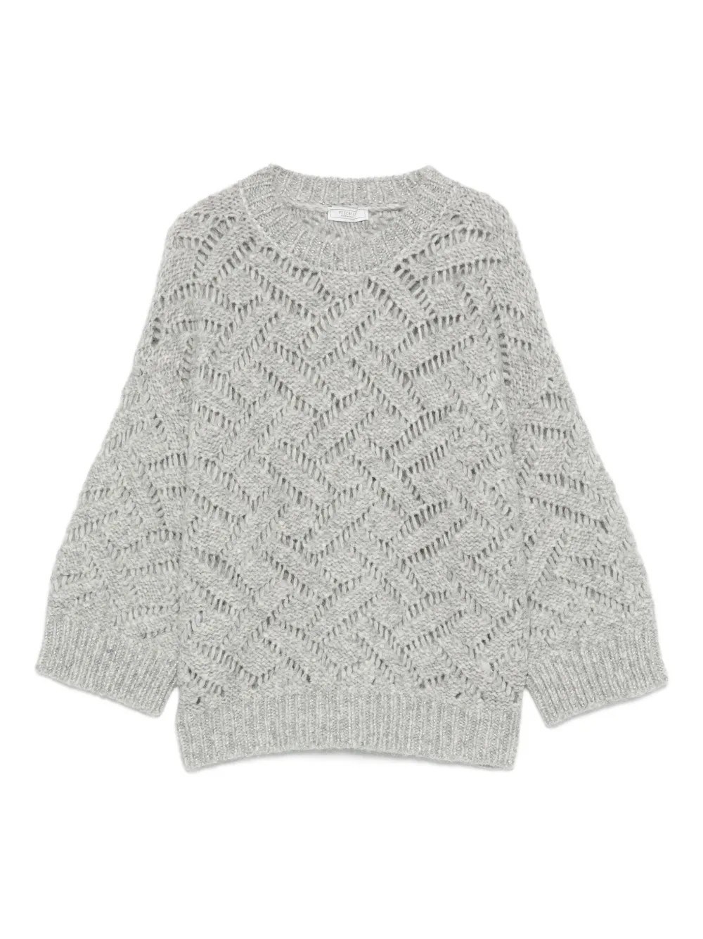 Peserico Chevron-pattern Crew-neck Sweater In Gray