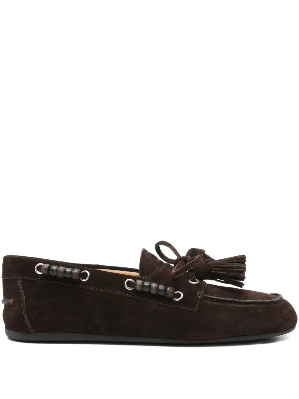 Miu Miu Suede Loafers Featuring Tassel Detail In Brown