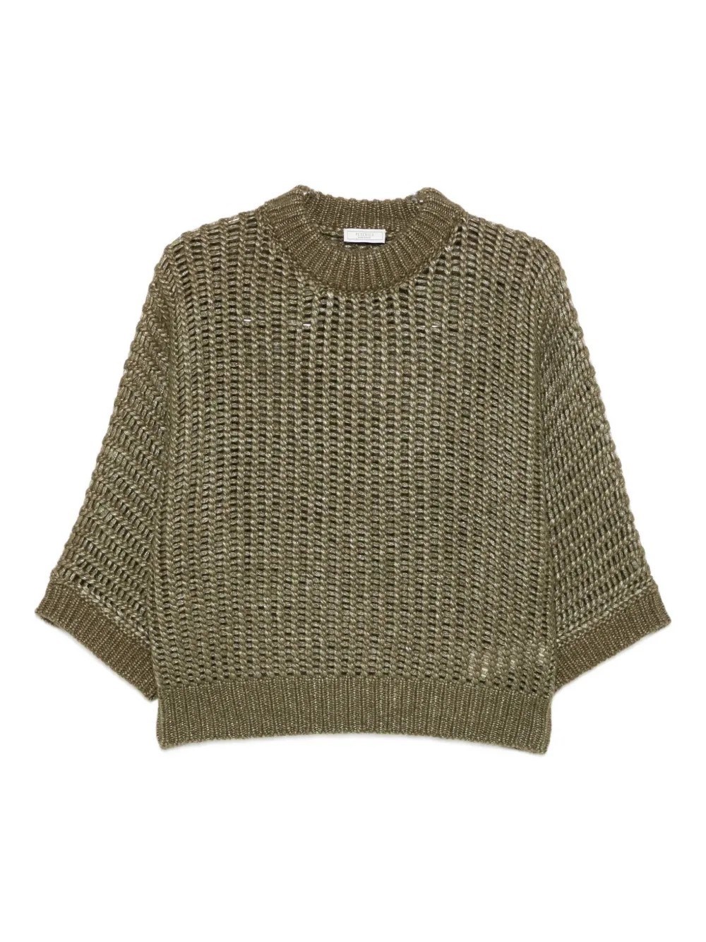 Peserico Open-knit Short-sleeve Sweater In Green