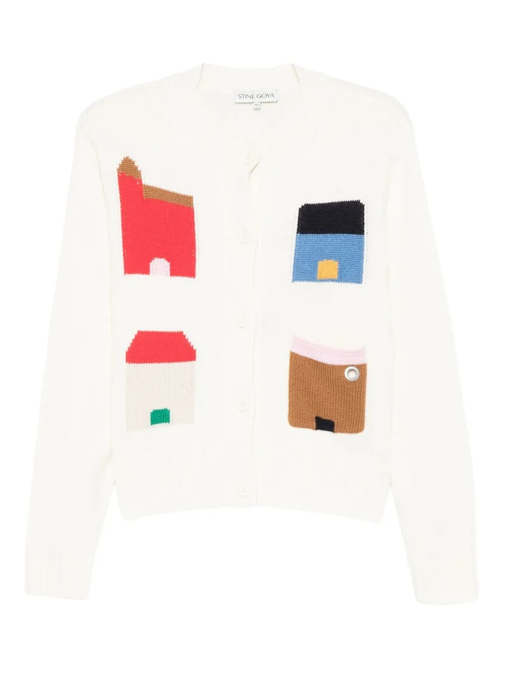 Stine Goya Cropped Pocket Cardigan In White
