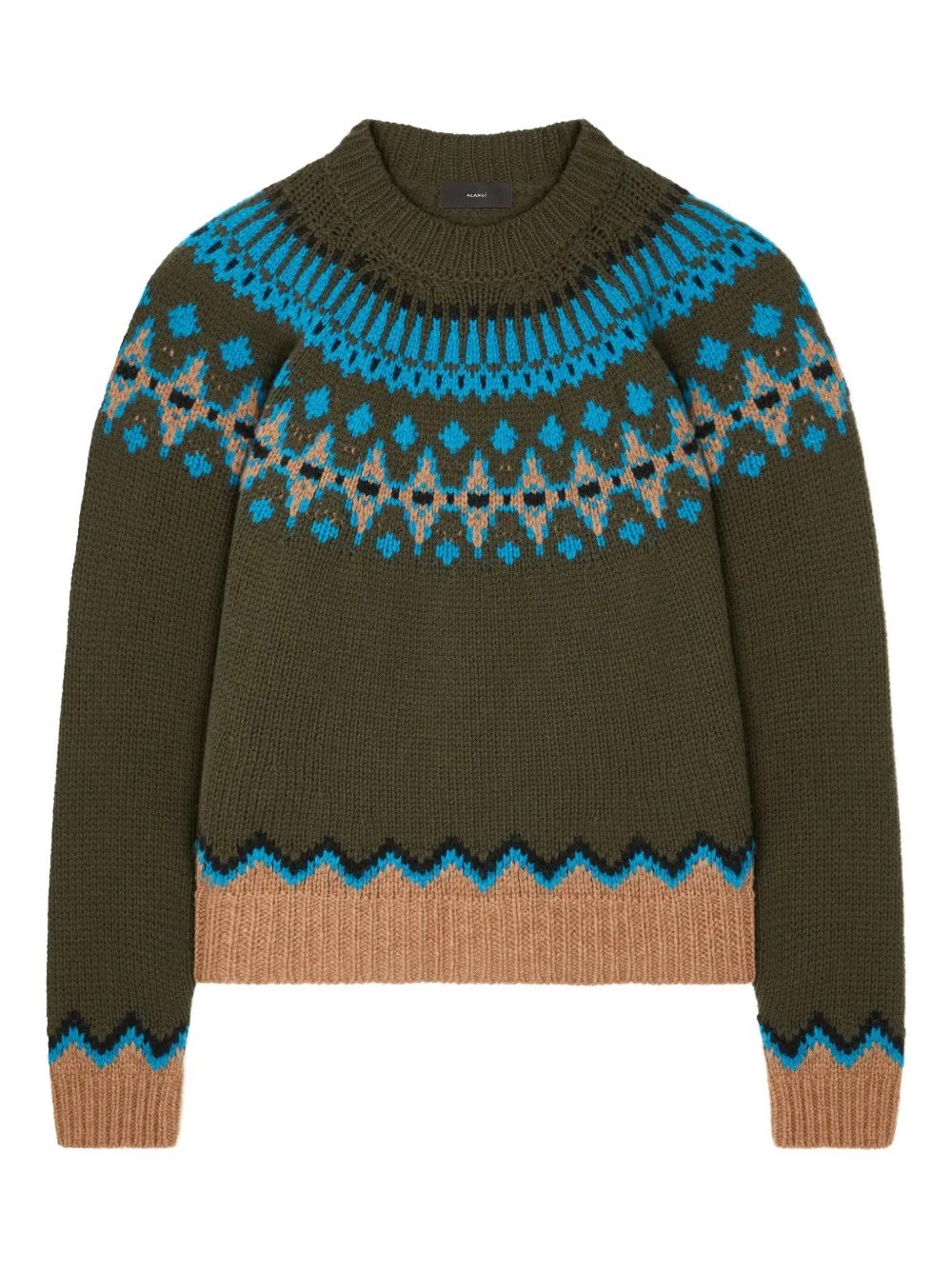 Alanui Sweet Winter Fair Isle Pattern Wool Sweater In Green