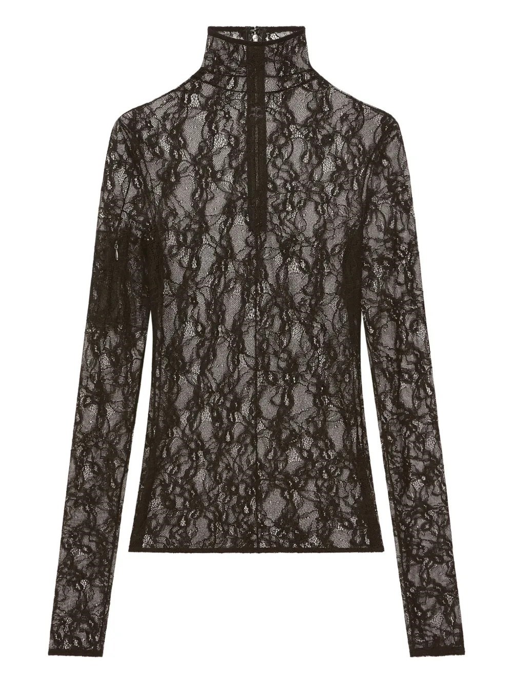Courrèges Lace-panel High-neck Top In Black