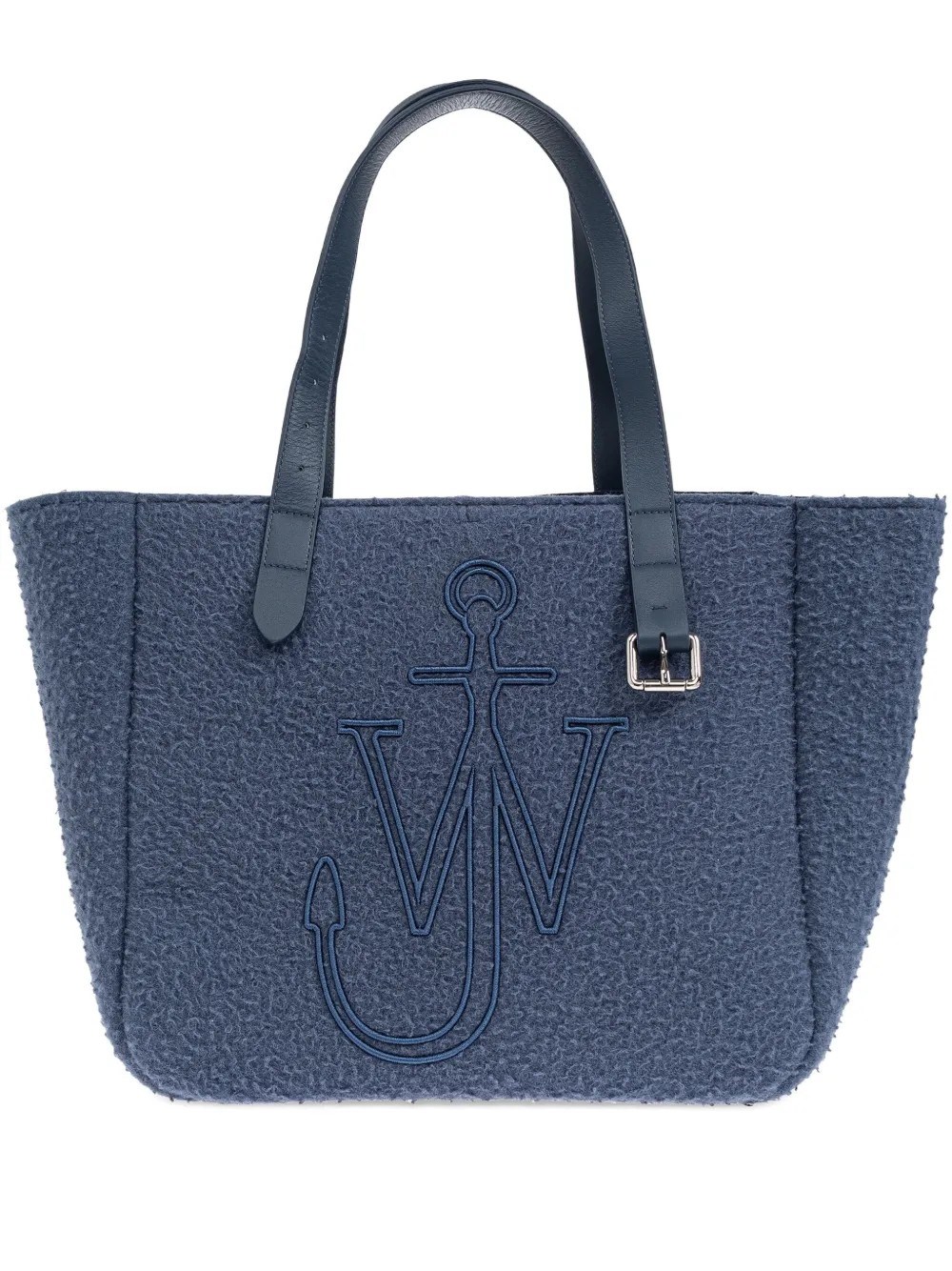 Jw Anderson Belt Tote Blue Boiled Wool Shoulder Bag In Blue