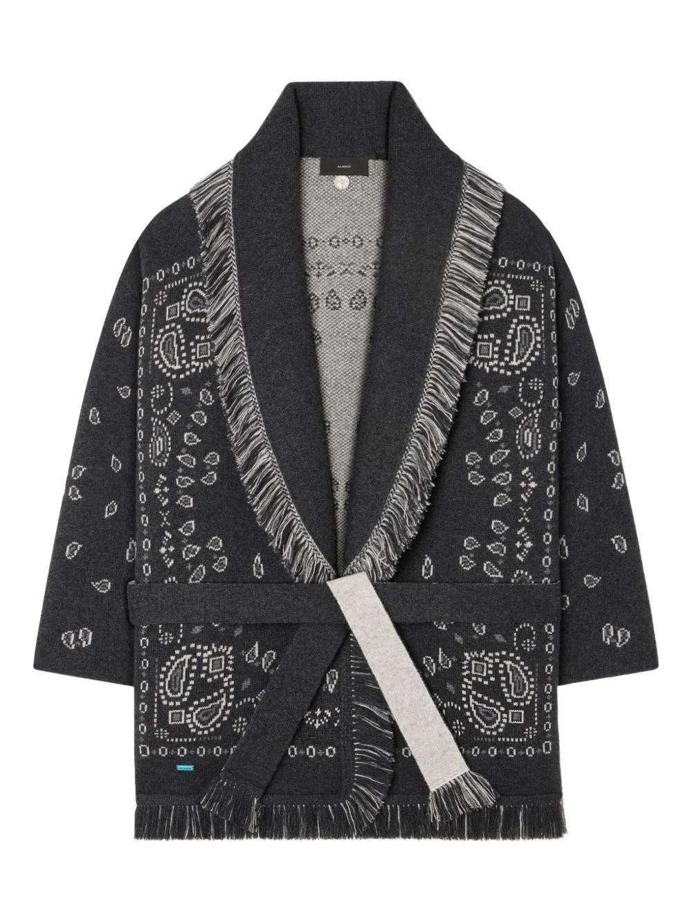 Alanui Bandana Jacquard Cardigan In Gray