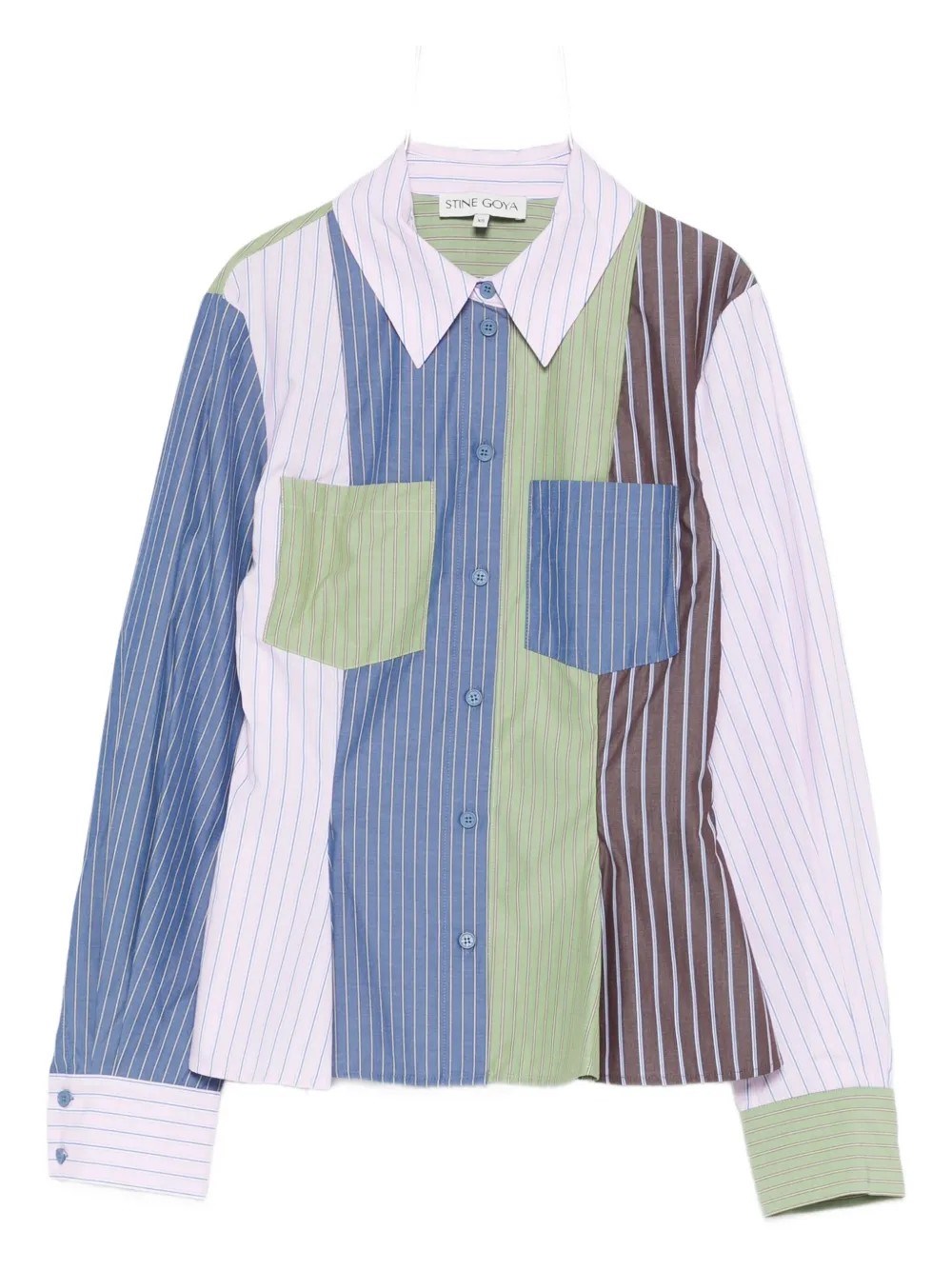 Stine Goya Stripe Peplum Organic Cotton Shirt In Blue