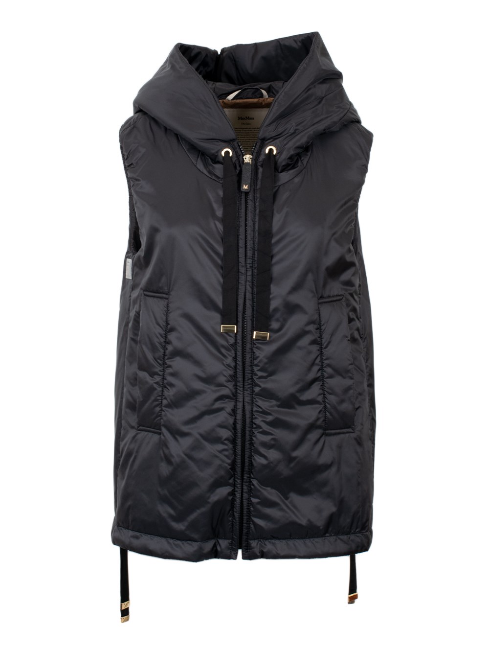 Max Mara The Cube Padded Gilet With Hood Coats Black In Black