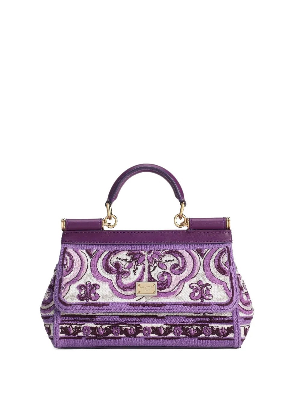 Dolce & Gabbana Sicily Small Bag With Maiolica Embroidery In Purple