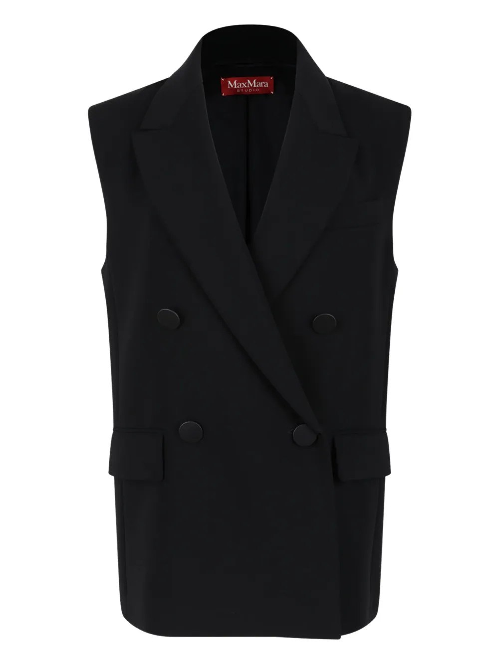 Max Mara Pomez Double-breasted Waistcoat In Black