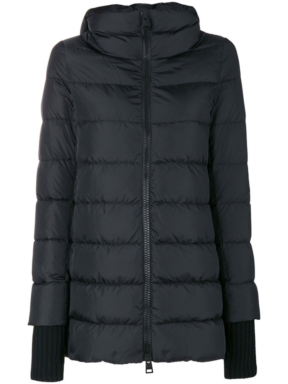 Herno Long Black Down Jacket With Hood In Nylon Woman