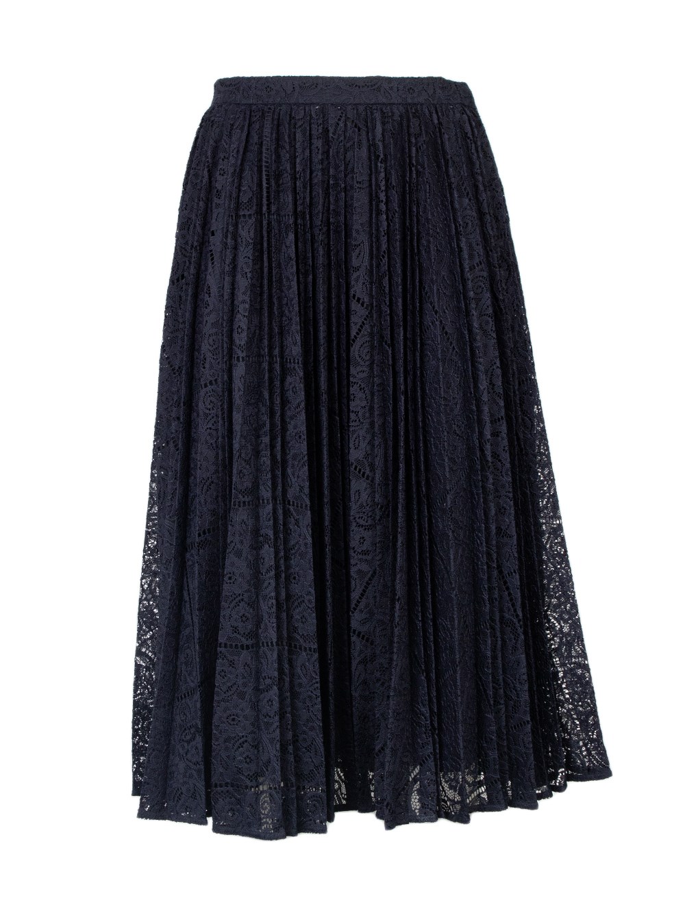 Max Mara Blue Lace Leandro Pleated Midi Skirt In Blue