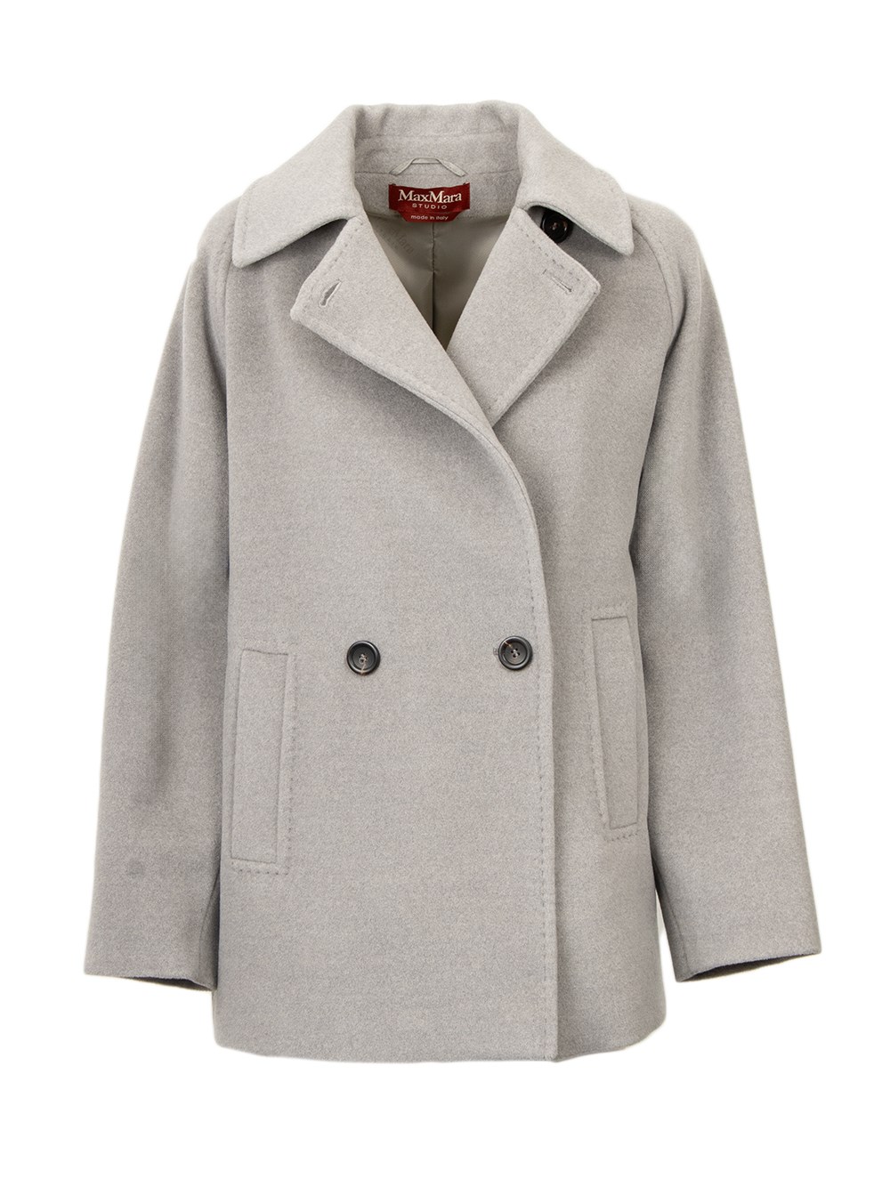 Max Mara Double-breasted Wool Peacoat In Gray