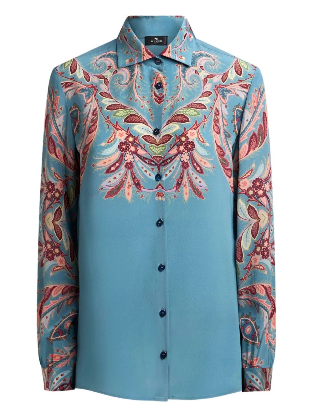 Etro Women Paisley Print Silk Shirt In Blue