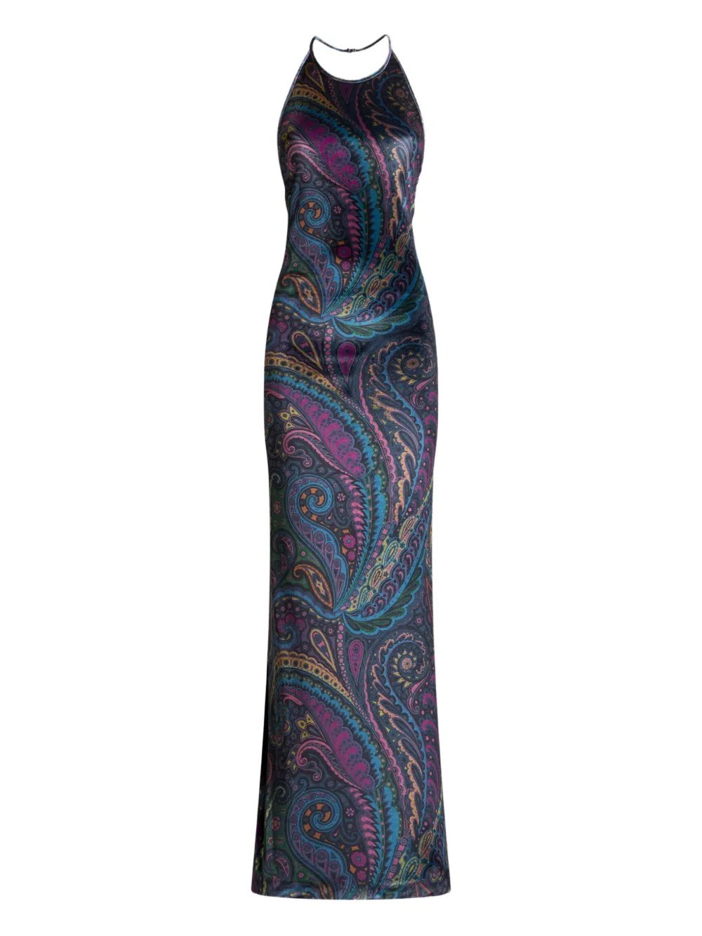 Etro Paisley-print Halterneck Maxi Party Dress In Multi