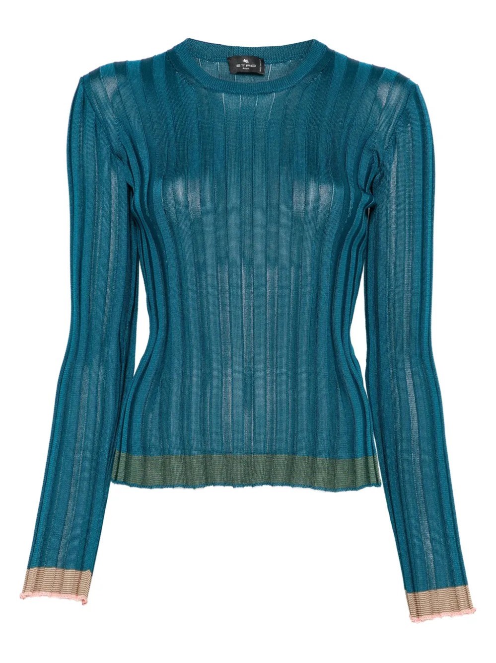 Etro Ribbed Knit Sweater In Blue