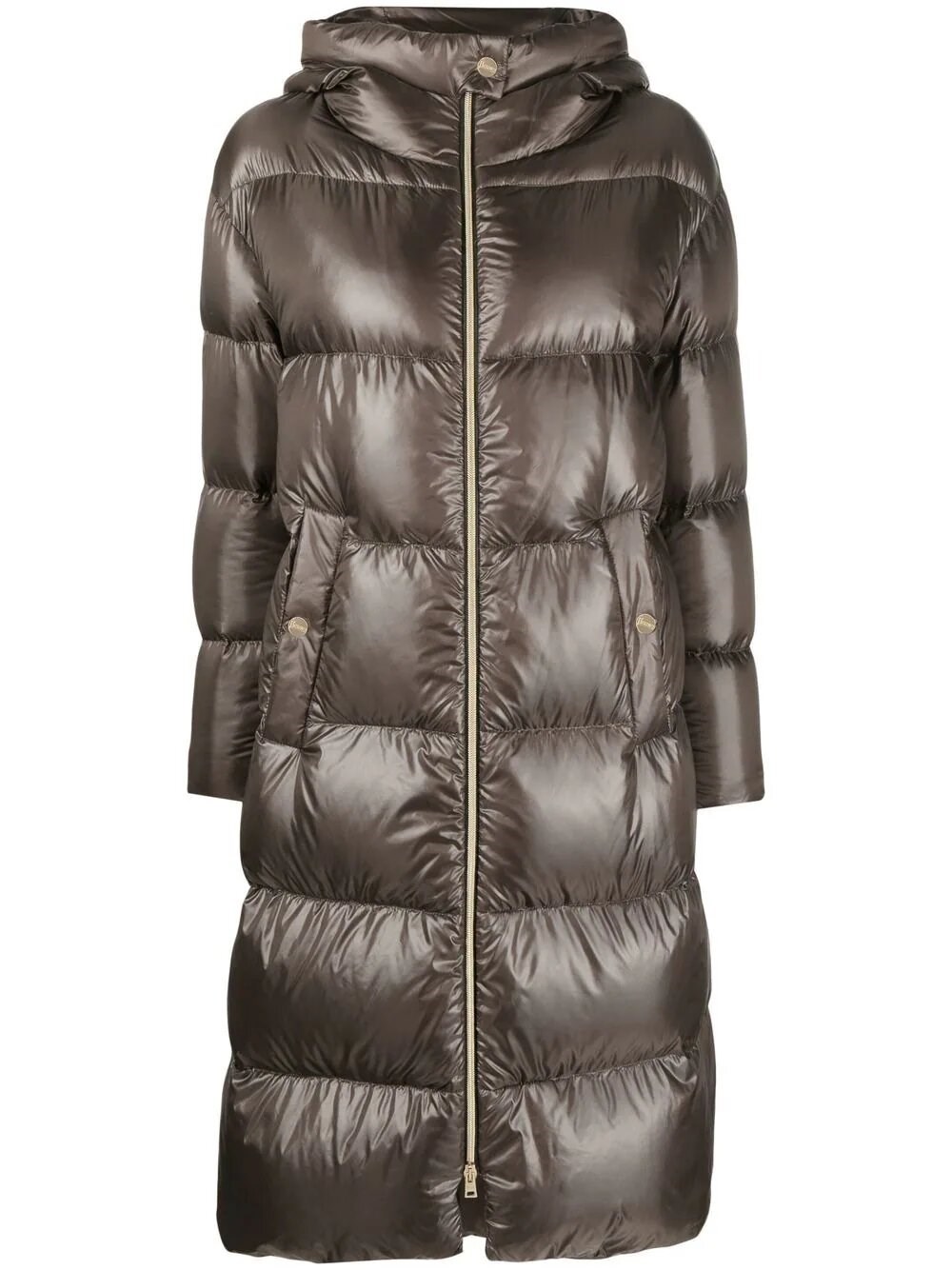 Herno Long Puff Coat In Brown