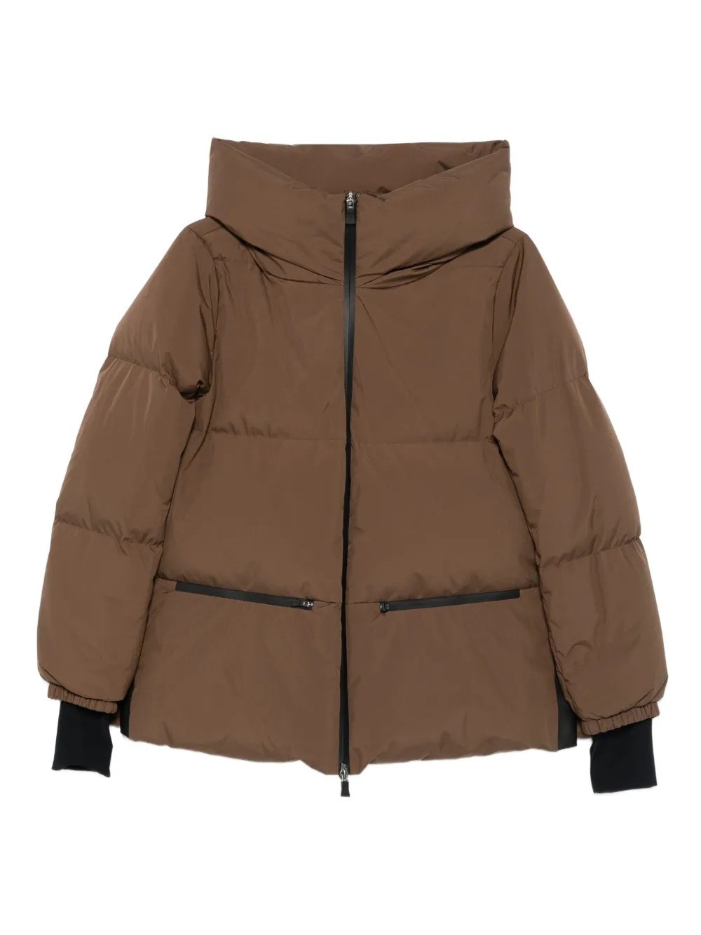 Herno 2layers Hooded Short Down Jacket Clothing In Brown