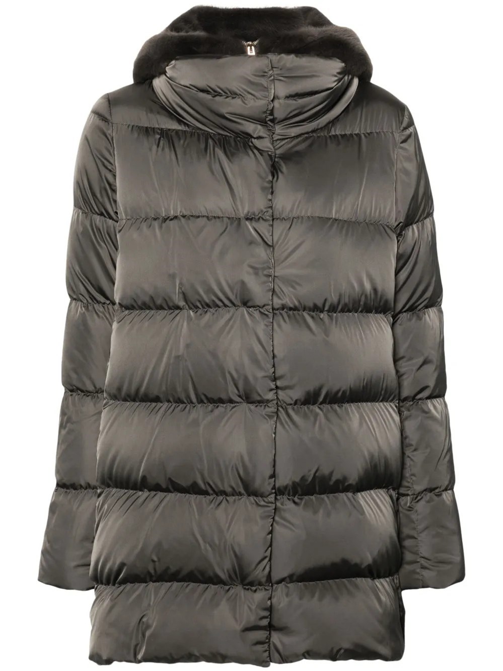 Herno Faux Fur Hooded Puffcoat In Black