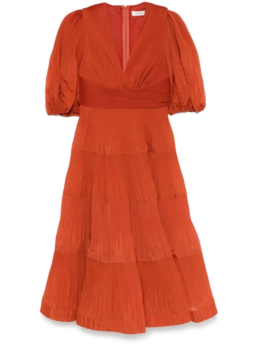Zimmermann Pleated Midi Dress Deep V-neck