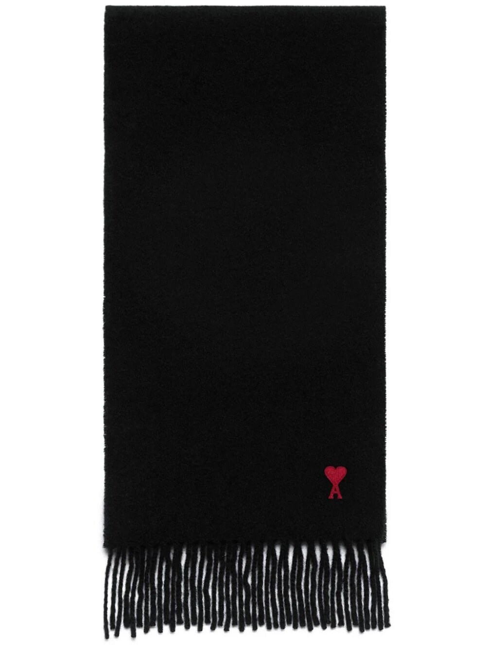 Ami Alexandre Mattiussi Ami Paris Ami Paris De Coeur Wool Scarf In Black