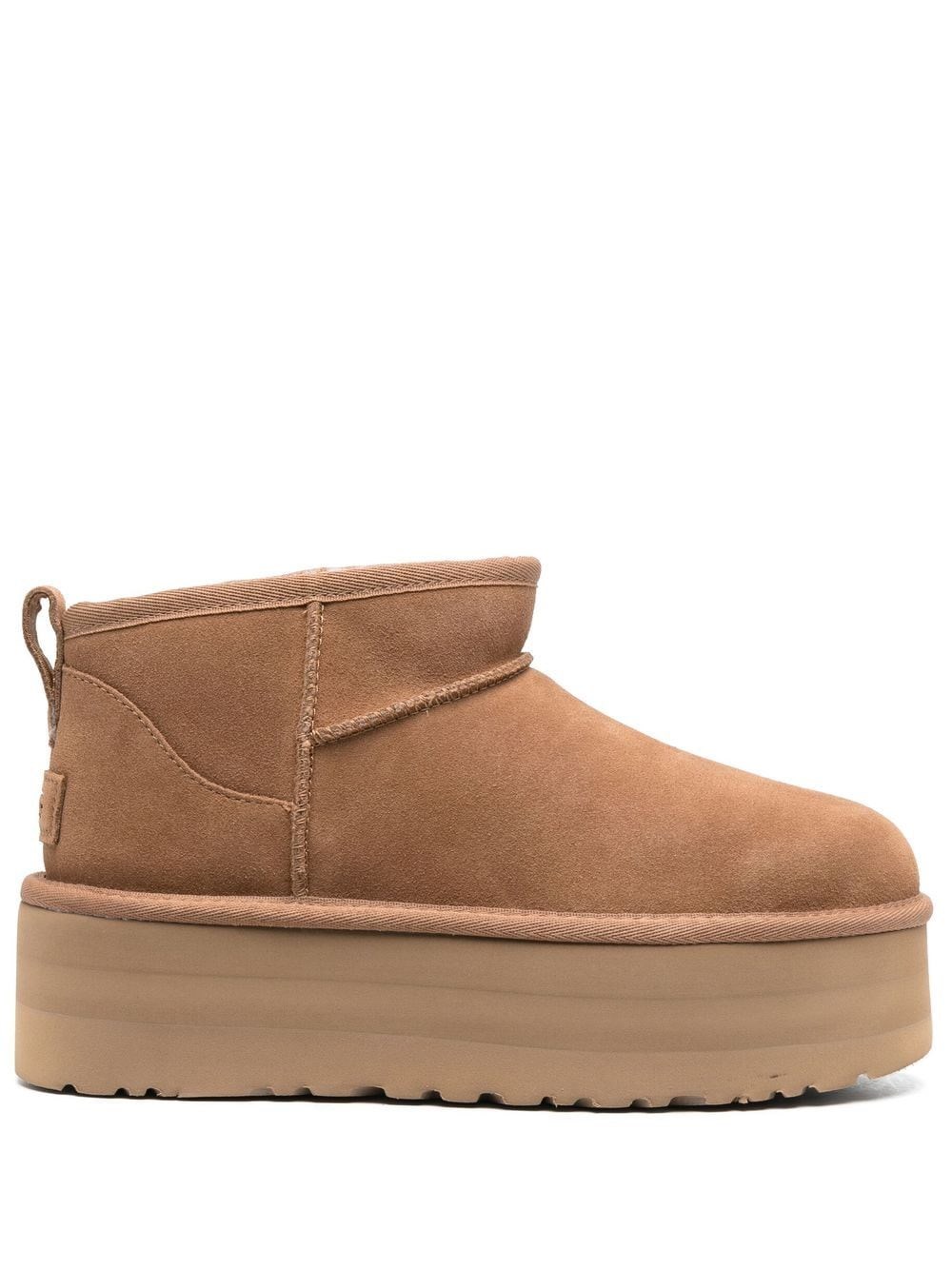 Ugg Ultramini Beige Boots With Platform In Suede Woman In Brown