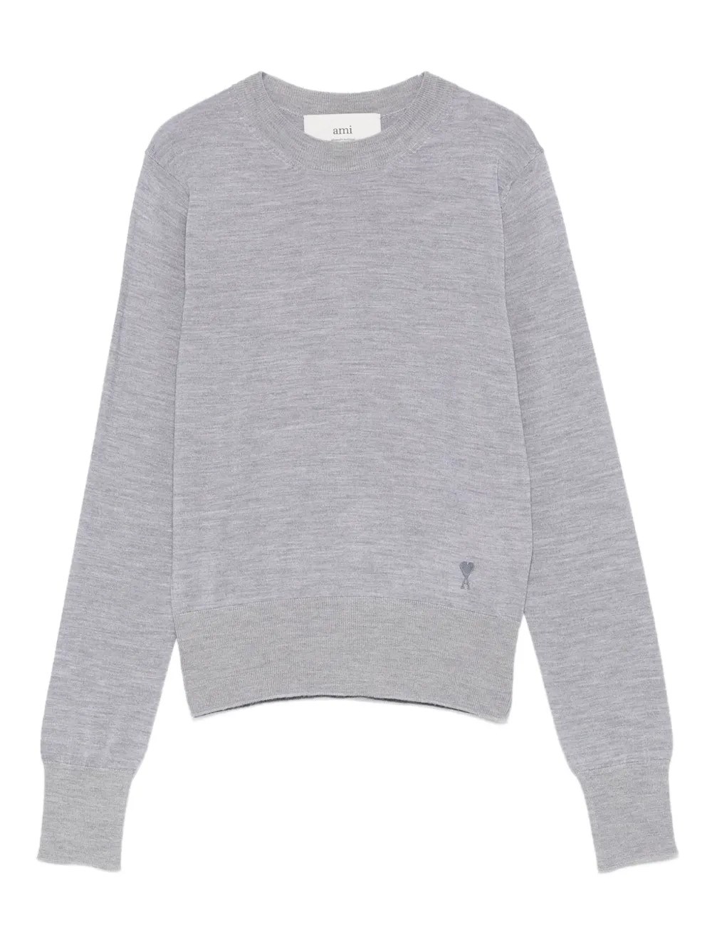Ami Alexandre Mattiussi Crew-neck Wool-silk Blend Sweater In Gray