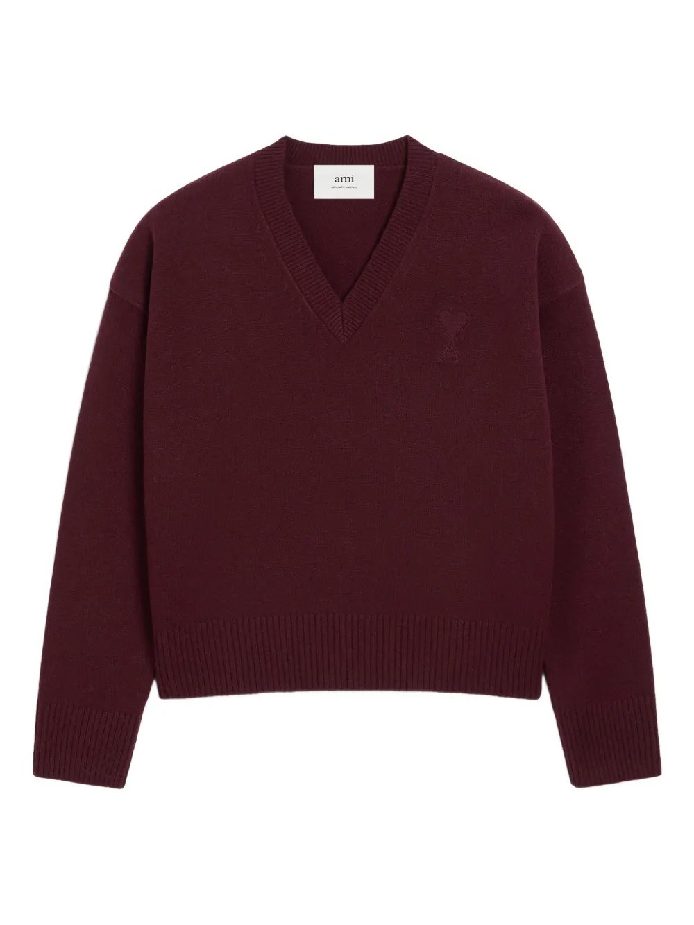 Ami Alexandre Mattiussi V Neck Sweater In Burgundy