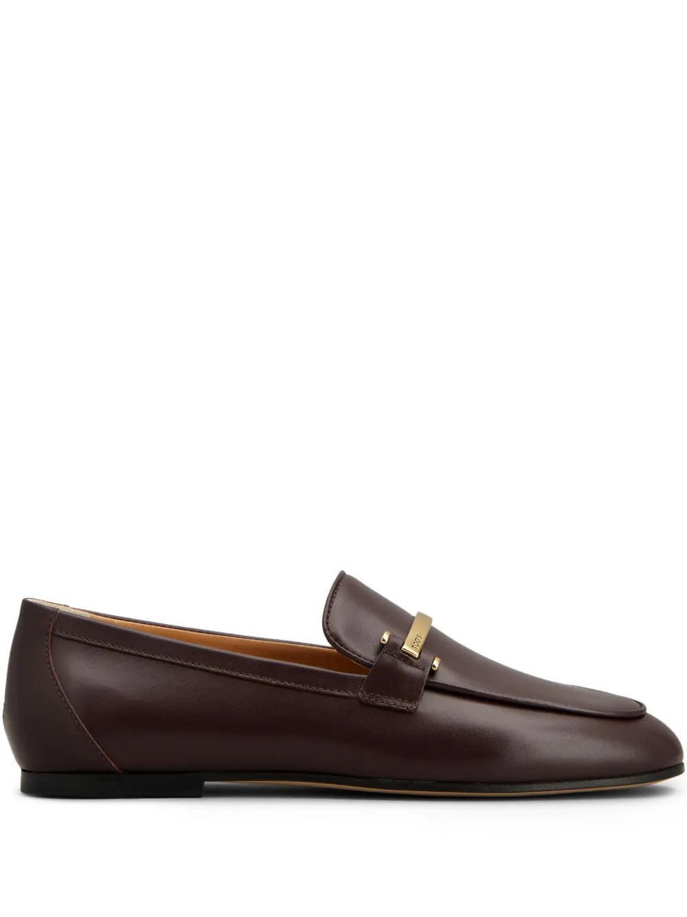 Tod's Mocassino In Pelle Con Barra Metallica In Burgundy