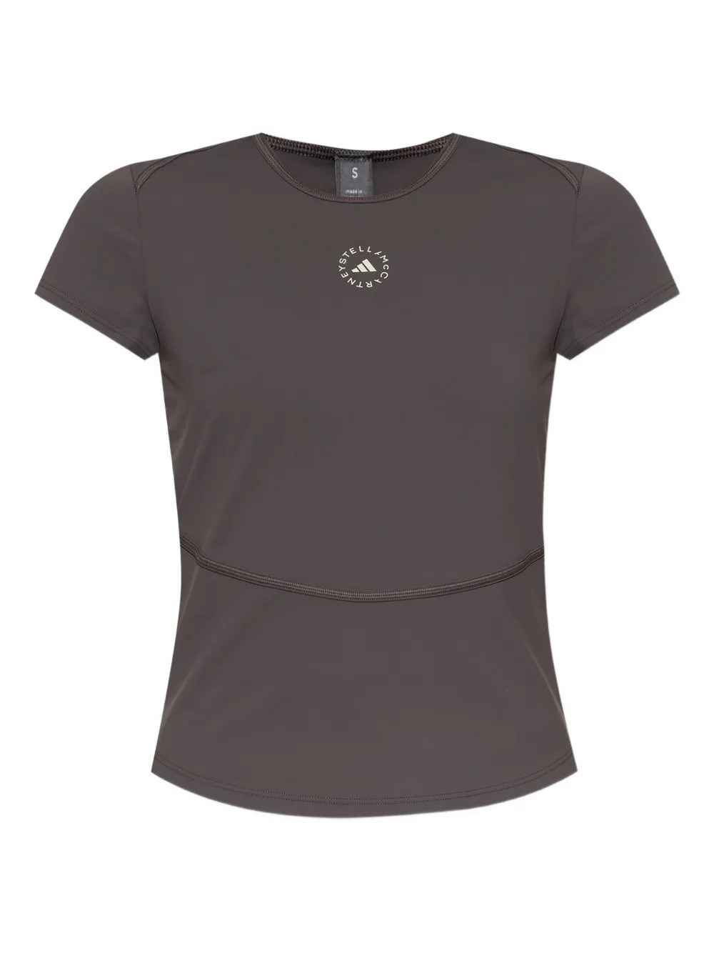 Adidas By Stella Mccartney Logo-detail Short-sleeve Top In Brown