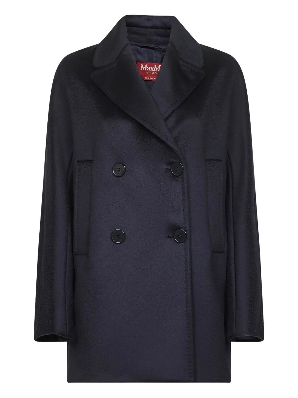 Max Mara Blue Broadcloth Sheree Double-breasted Pea Coat In Blue
